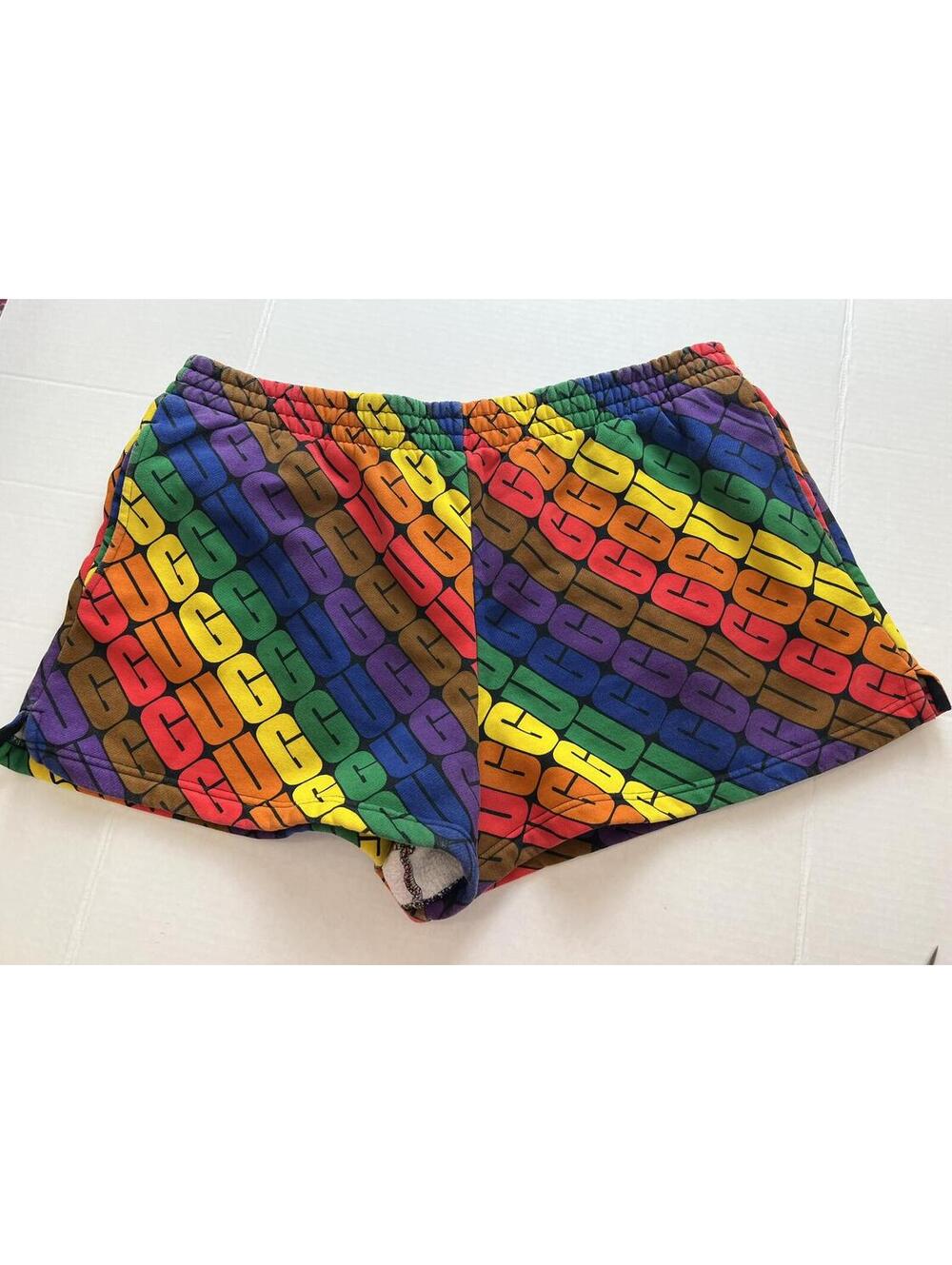 UGG RTW Graphic Print Pull On Fleece Shorts Womens XL with Pockets